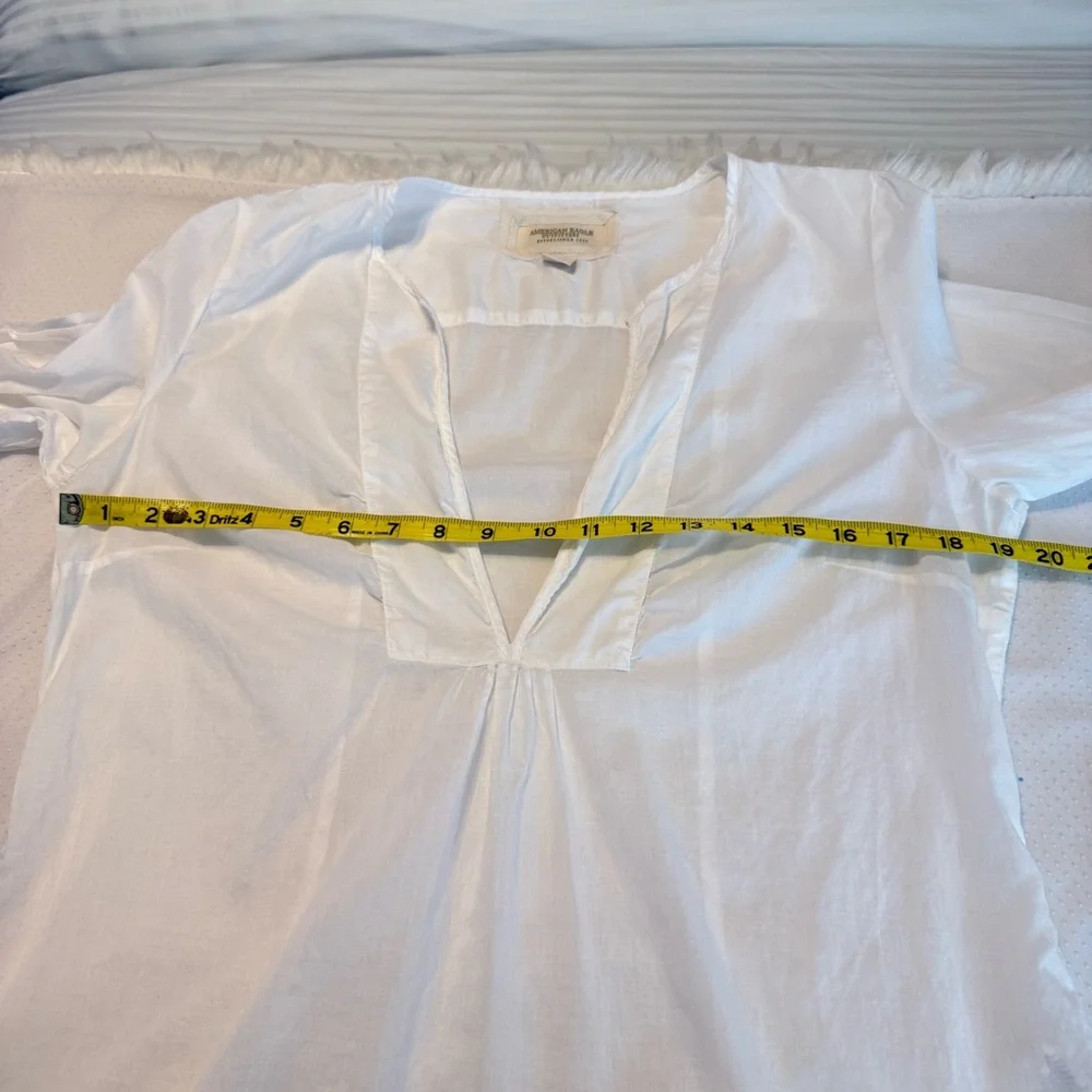 American Eagle Outfitters Lightweight White Cotton Blouse Top Boho Beachy Sz 14 - Picture 8 of 10